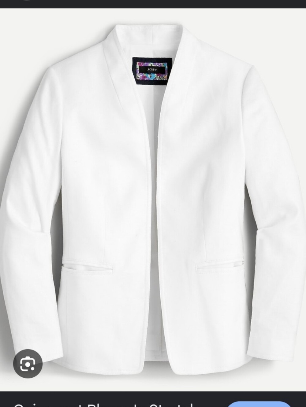 J. Crew Going-Out Stretch Linen Open-Front Collarless White Blazer Women's 6